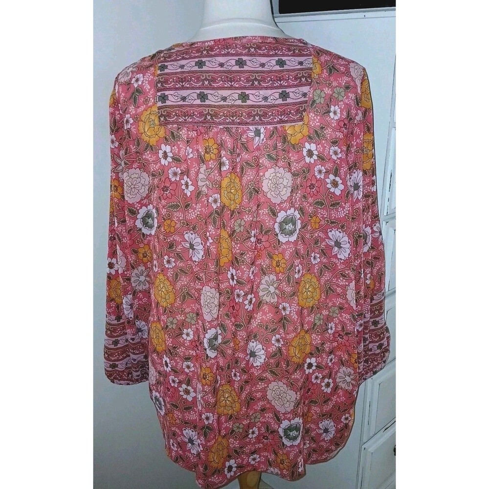 NWOT BELLE KIM GRAVEL Womens 3X Romantic Peasant Boho Floral Top Pink A471030 - Picture 11 of 16